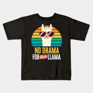 No Drama for This Llama Funny Vintage Sunset Animal Lover Kids T-Shirt